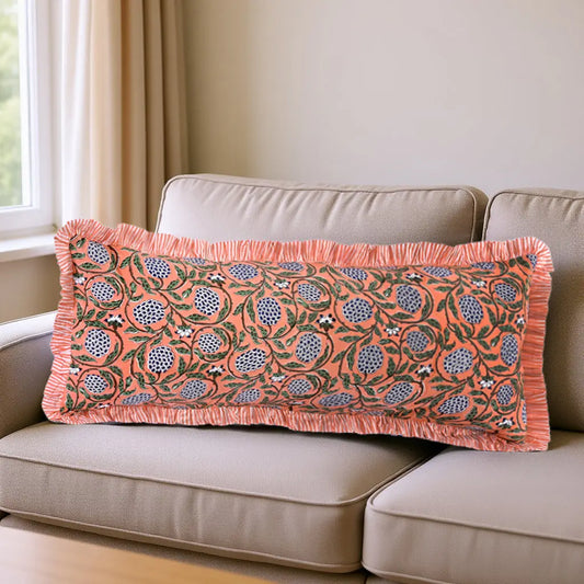 Dark Salmon Pink Sham Cover Ridhi Block Print