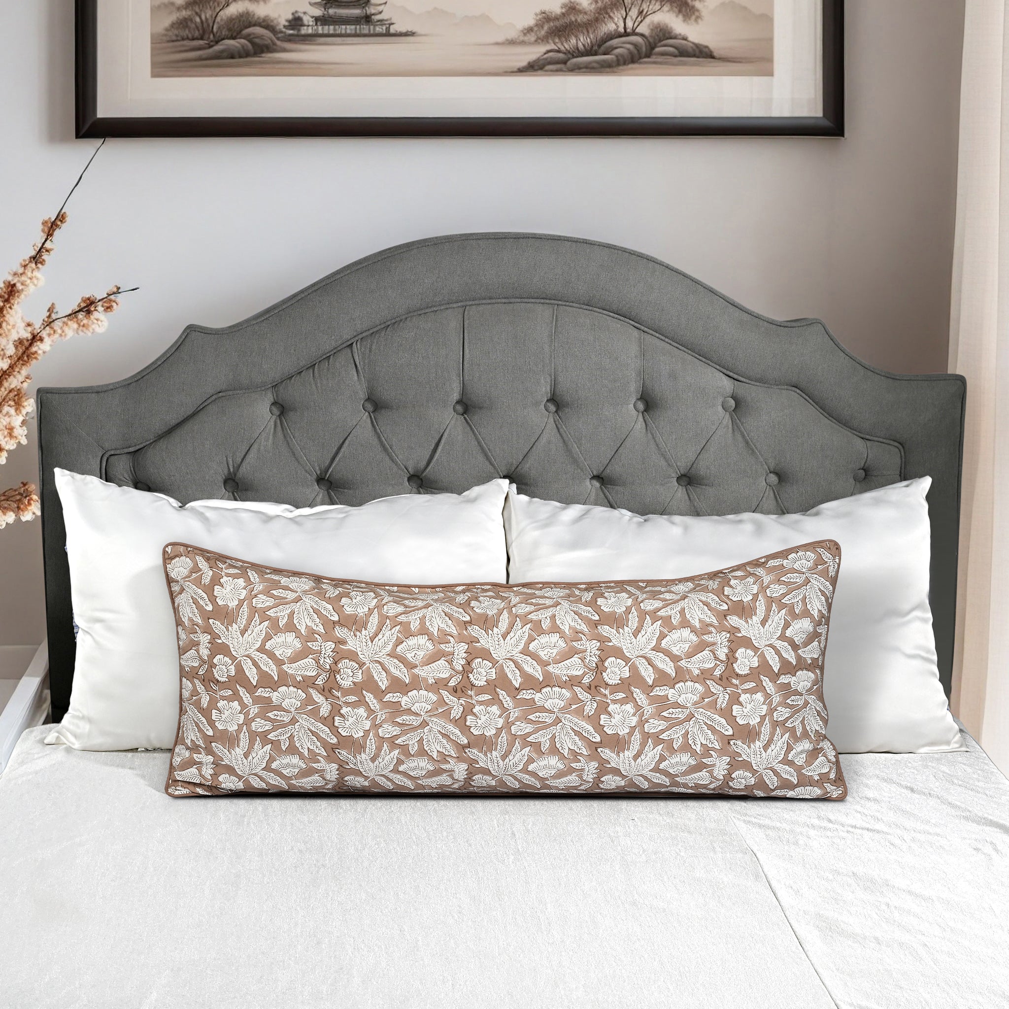 Oak Brown Piping Sham Pillow Cover RIDHI