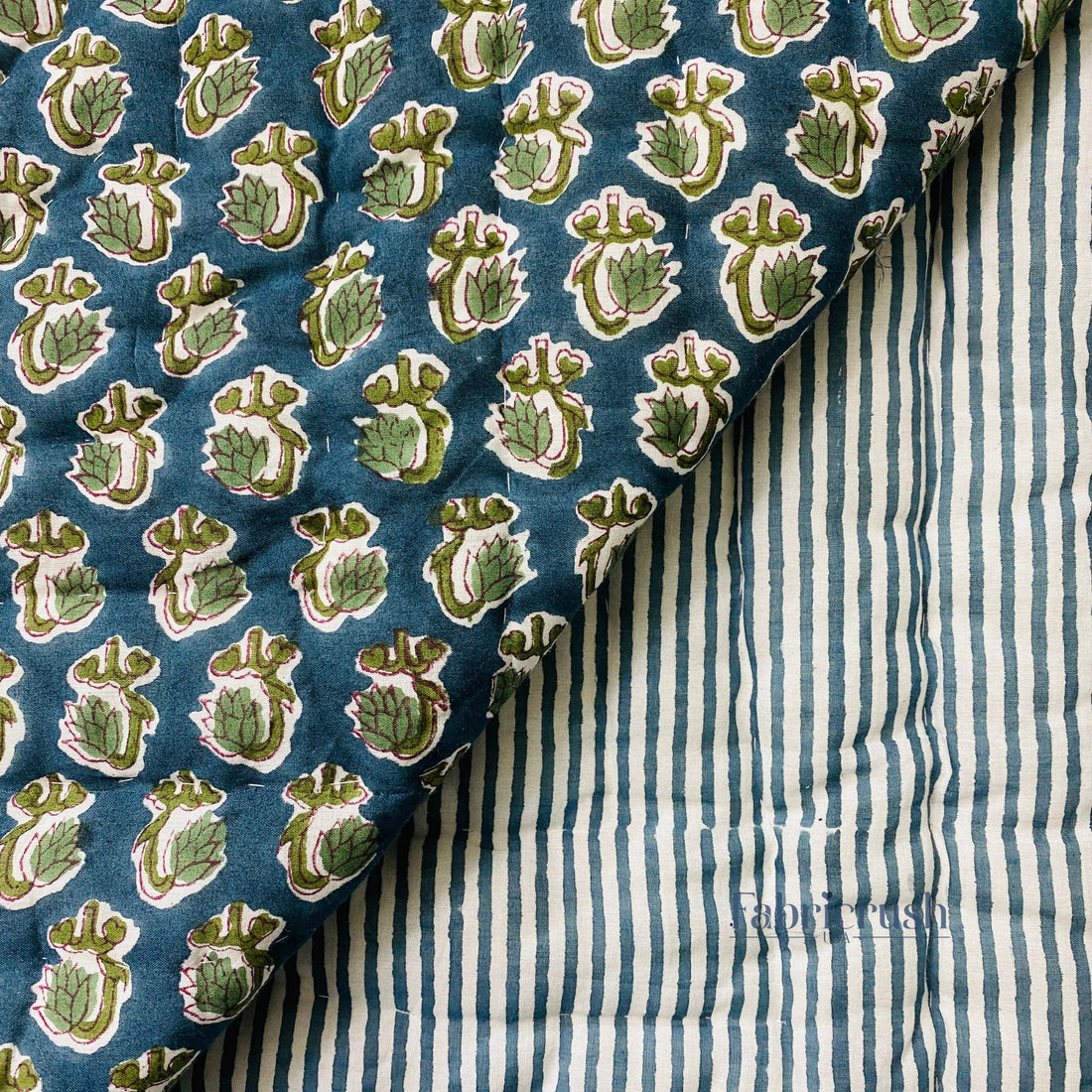 Peacock Blue Quilt Ridhi Block Print