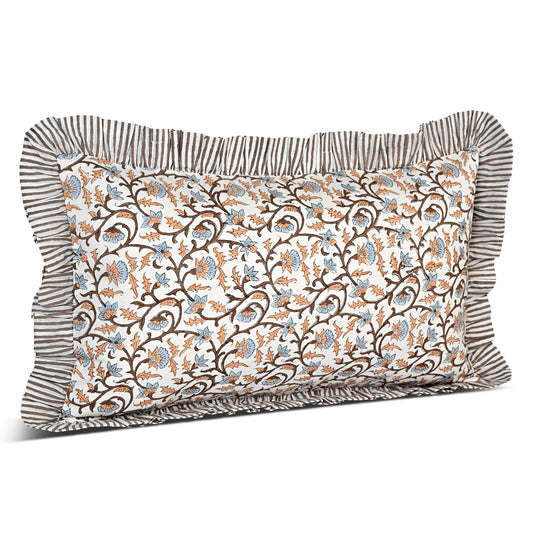 Brown Meadow Vine Ruffle Sham Pillow Cover RIDHI