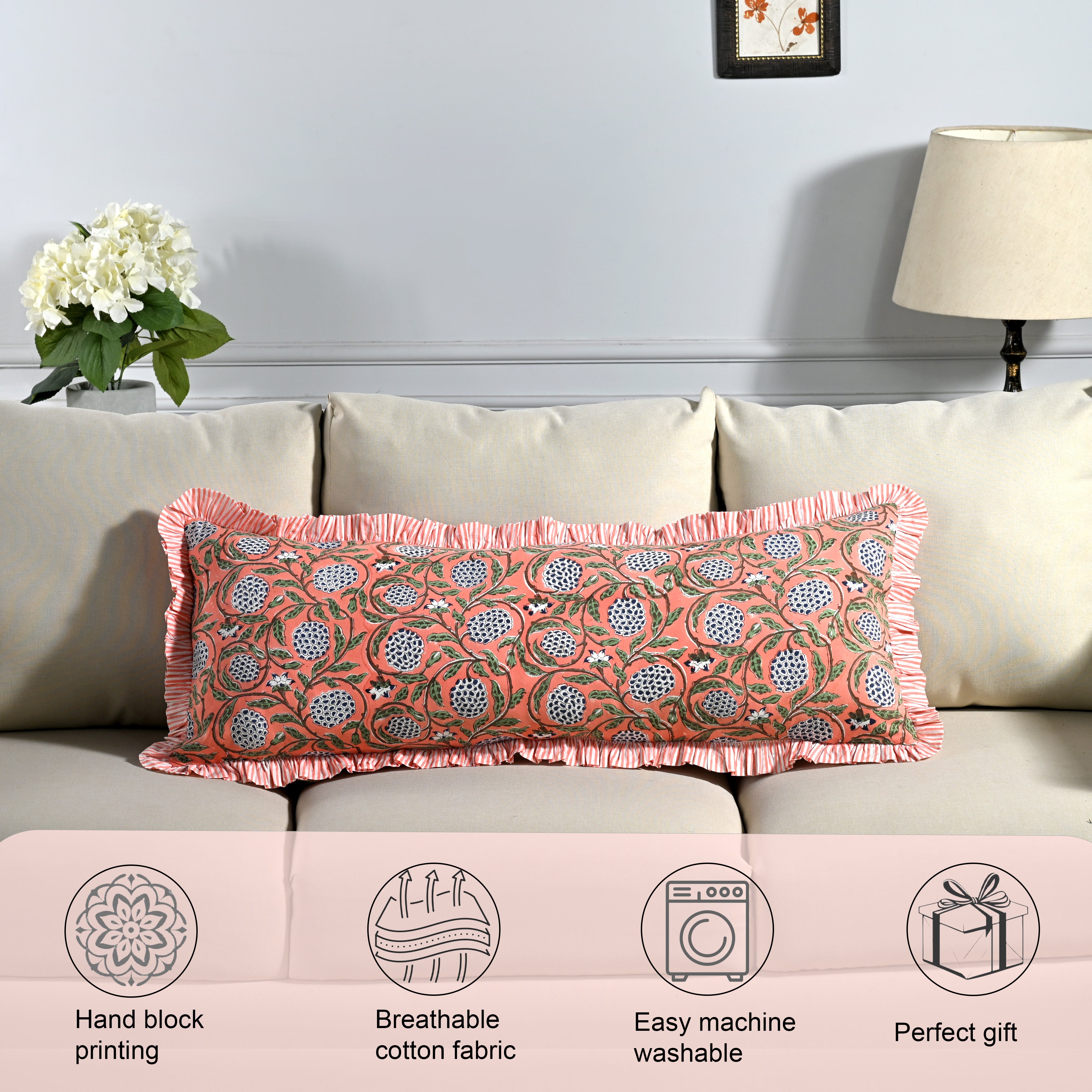 Dark Salmon Pink Sham Cover