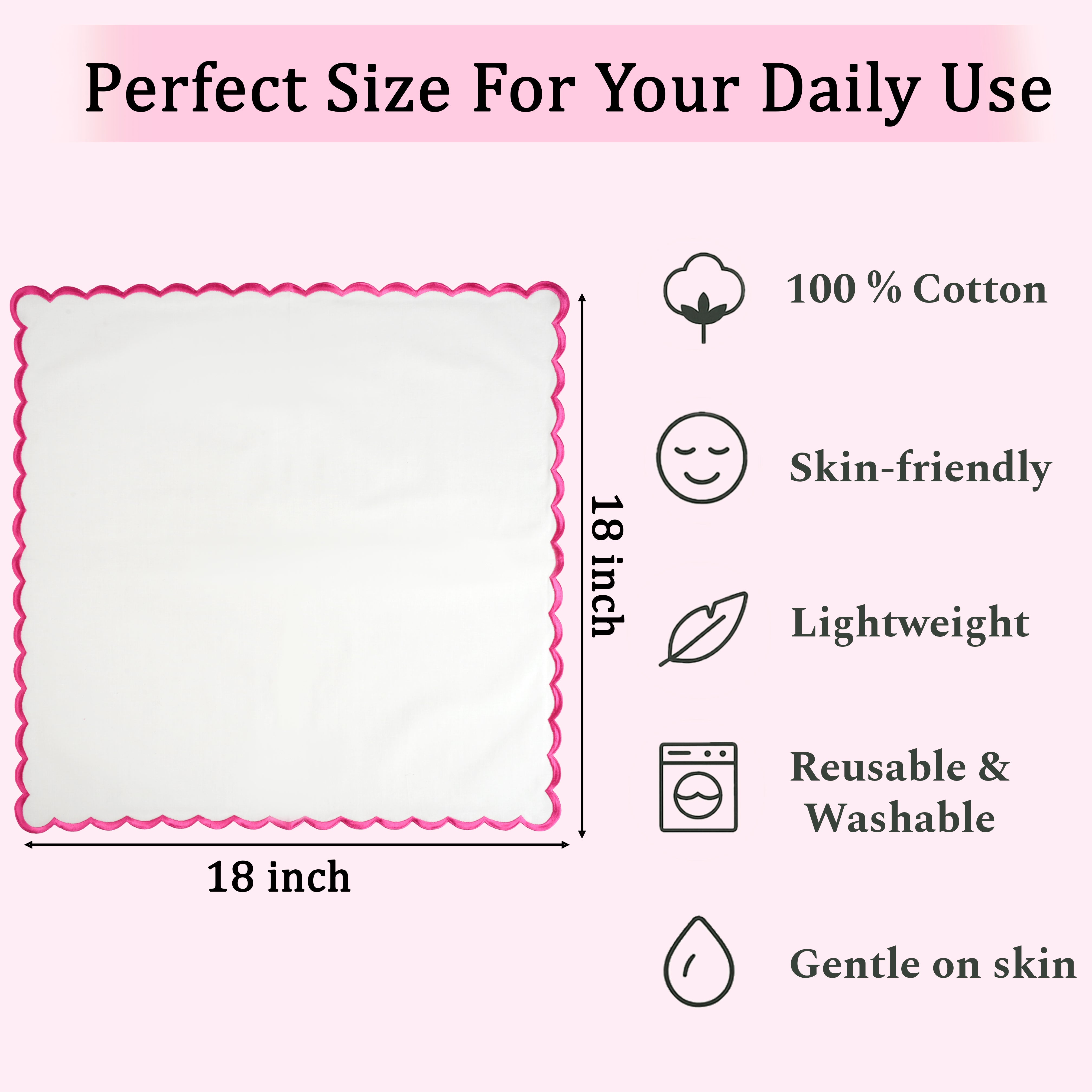 White with Pink Embroidery Napkins RIDHI