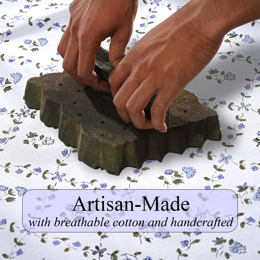 Powder Blue Quilt Ridhi Block Print