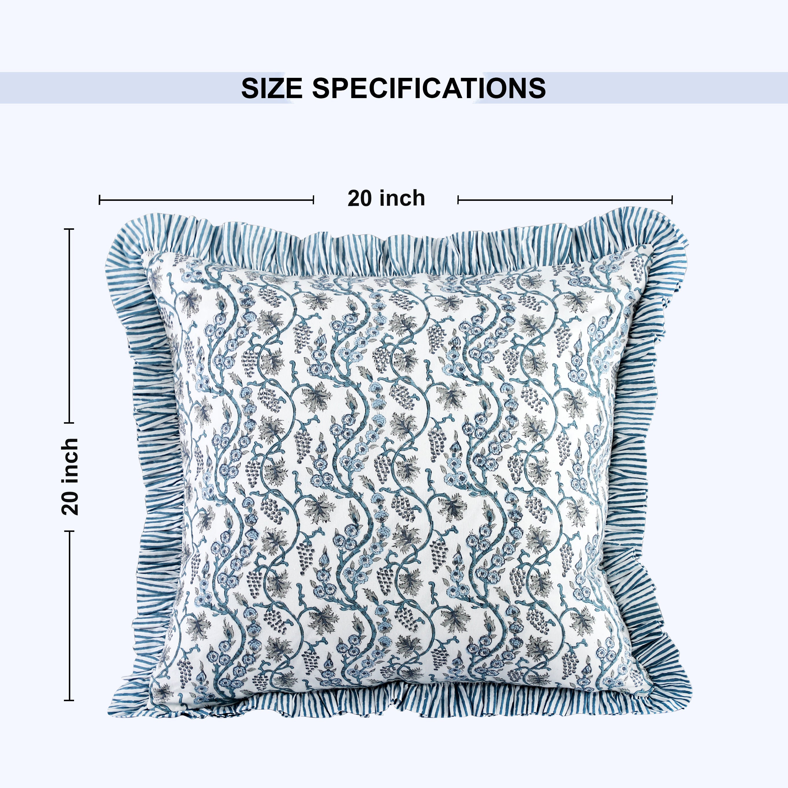 Baby Blue Eyes Ruffle Pillow Cover Ridhi Block Print