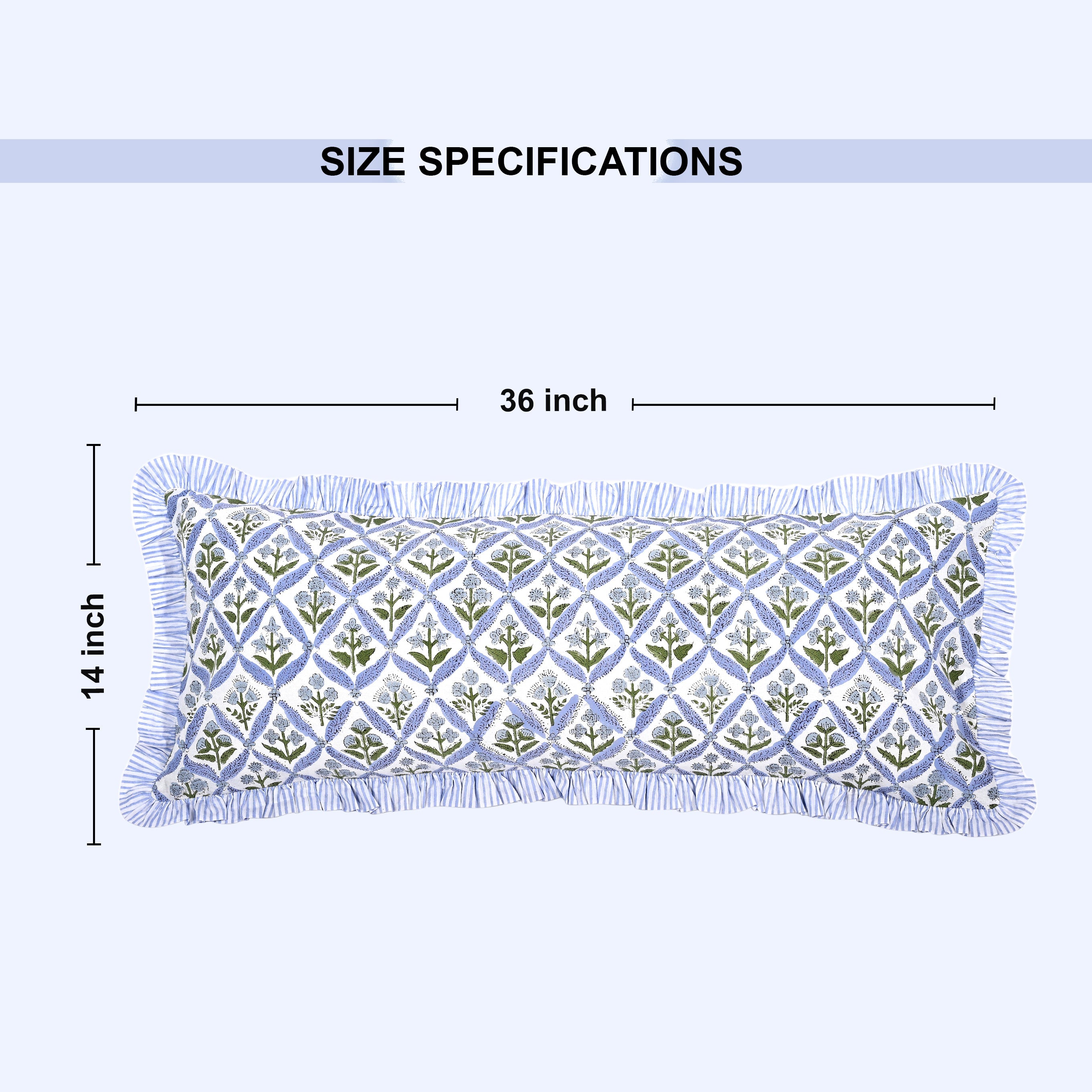 Light Steel Blue Sham Cover Ridhi Block Print