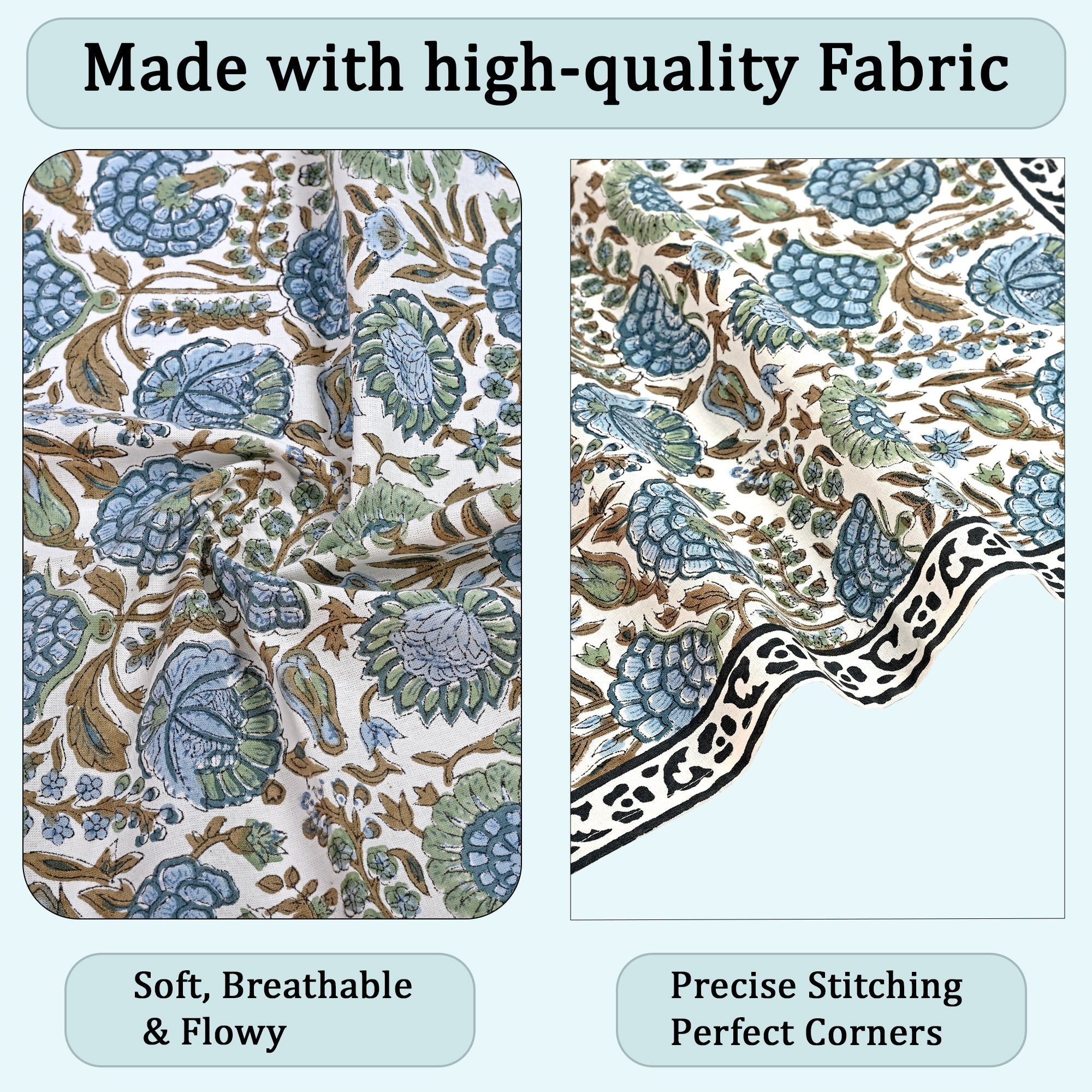 Asparagus Green Border Napkins Ridhi Block Print