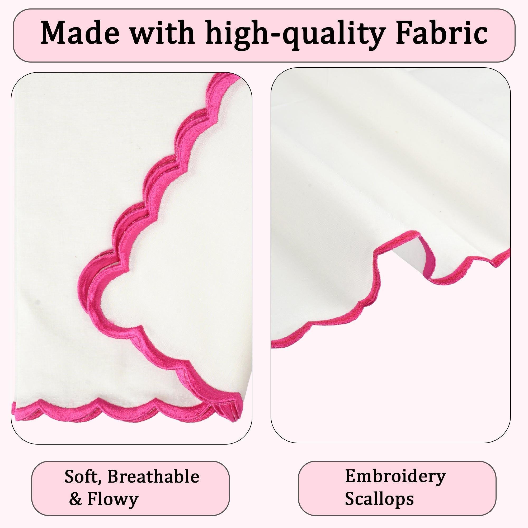 White with Pink Embroidery Napkins RIDHI
