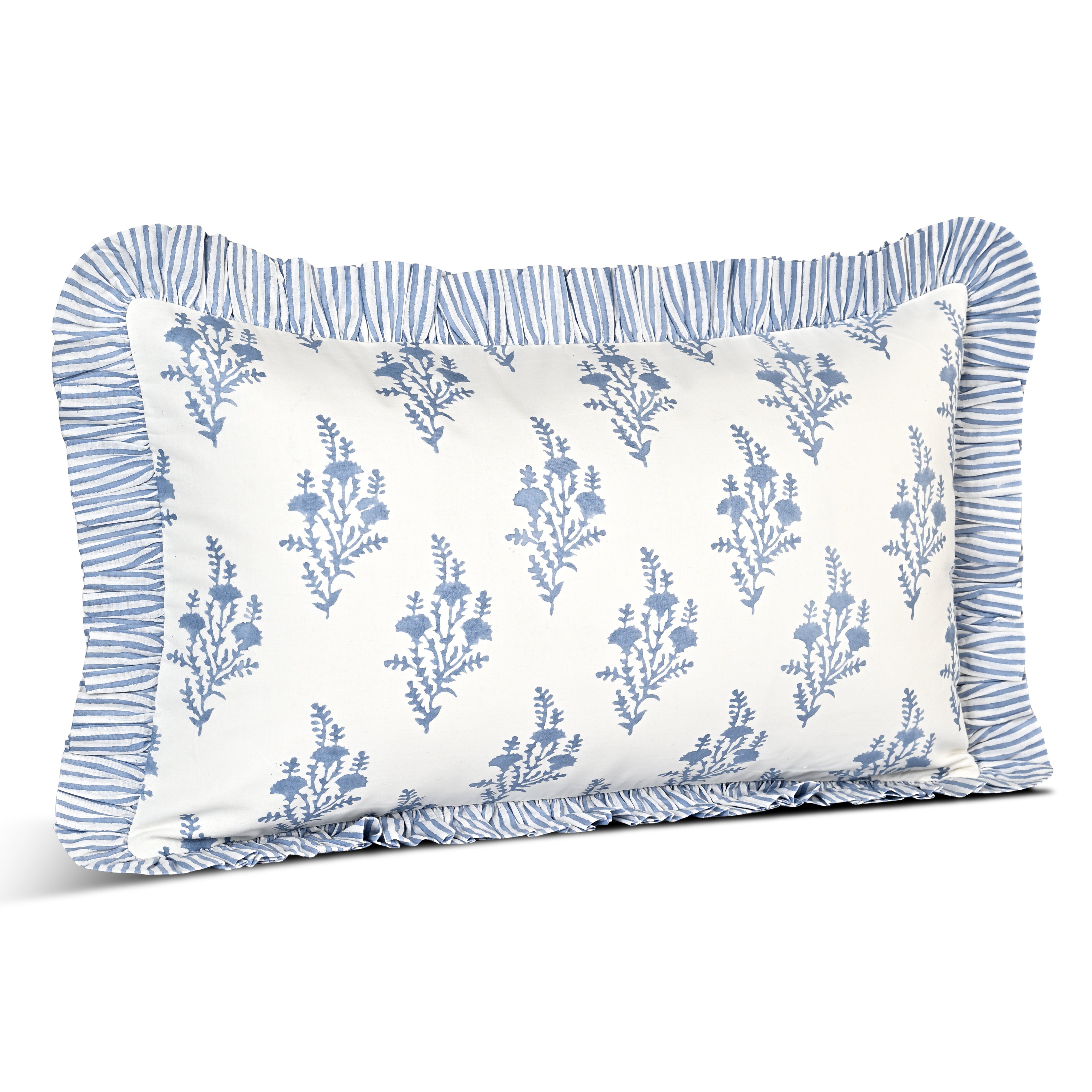 Coastal Blue Ruffle Sham Pillow Cover RIDHI