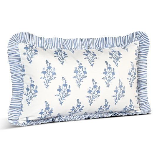 Coastal Blue Ruffle Sham Pillow Cover RIDHI