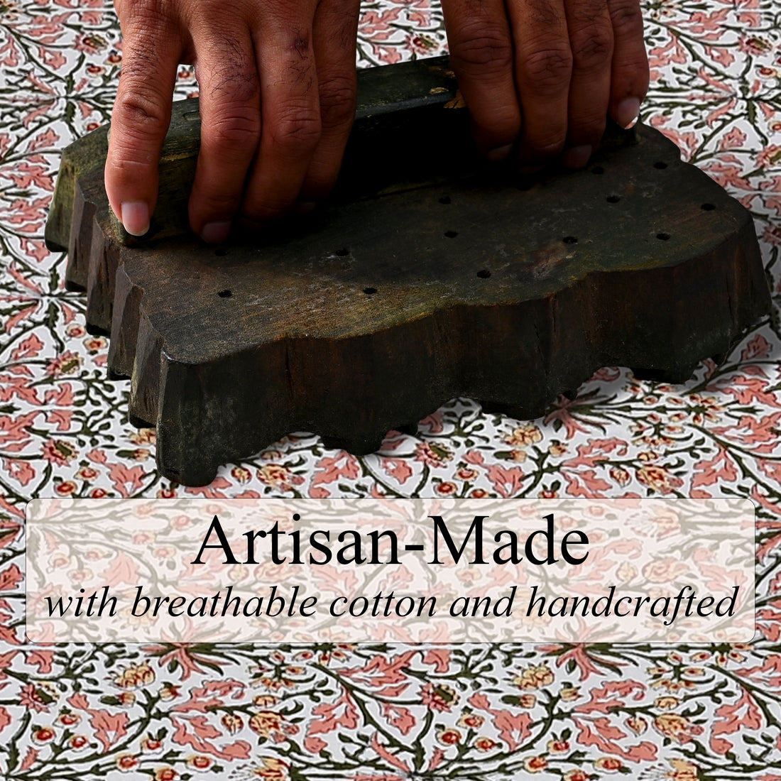 Sassy Salmon and Emerald Green Square & Rectangle Tablecloth Ridhi Block Print