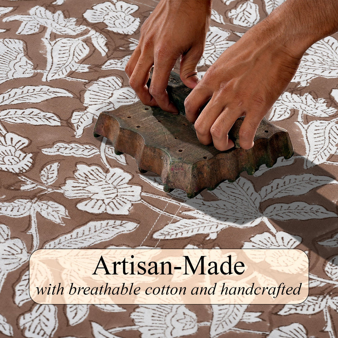 Oak Brown Square & Rectangle Tablecloth Ridhi Block Print