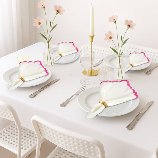 White with Pink Embroidery Napkins RIDHI