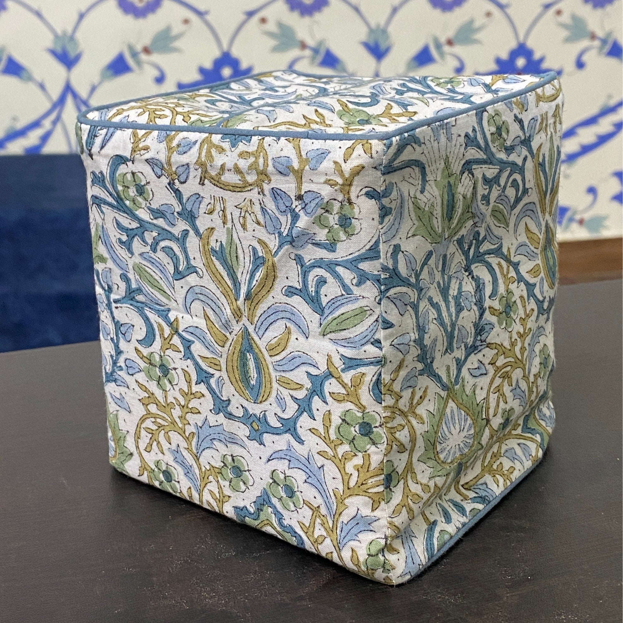 Indigo floral tissue box cover Ridhi Block Print