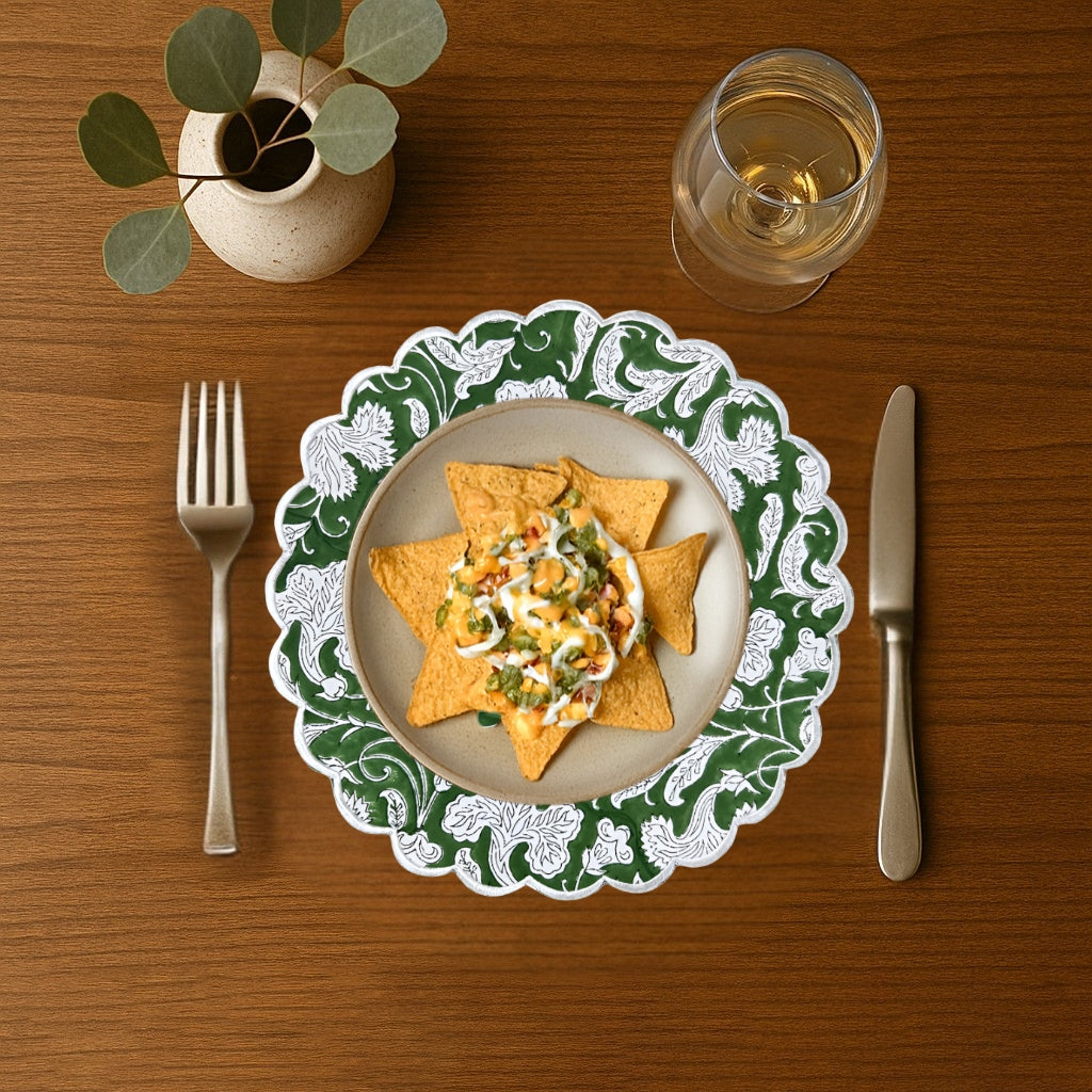 Pantone Artichoke Round Placemat Ridhi Block Print