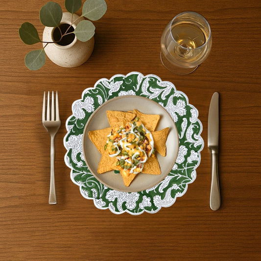 Pantone Artichoke Round Placemat Ridhi Block Print