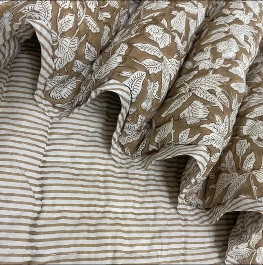 Oak Brown Quilt Ridhi Block Print