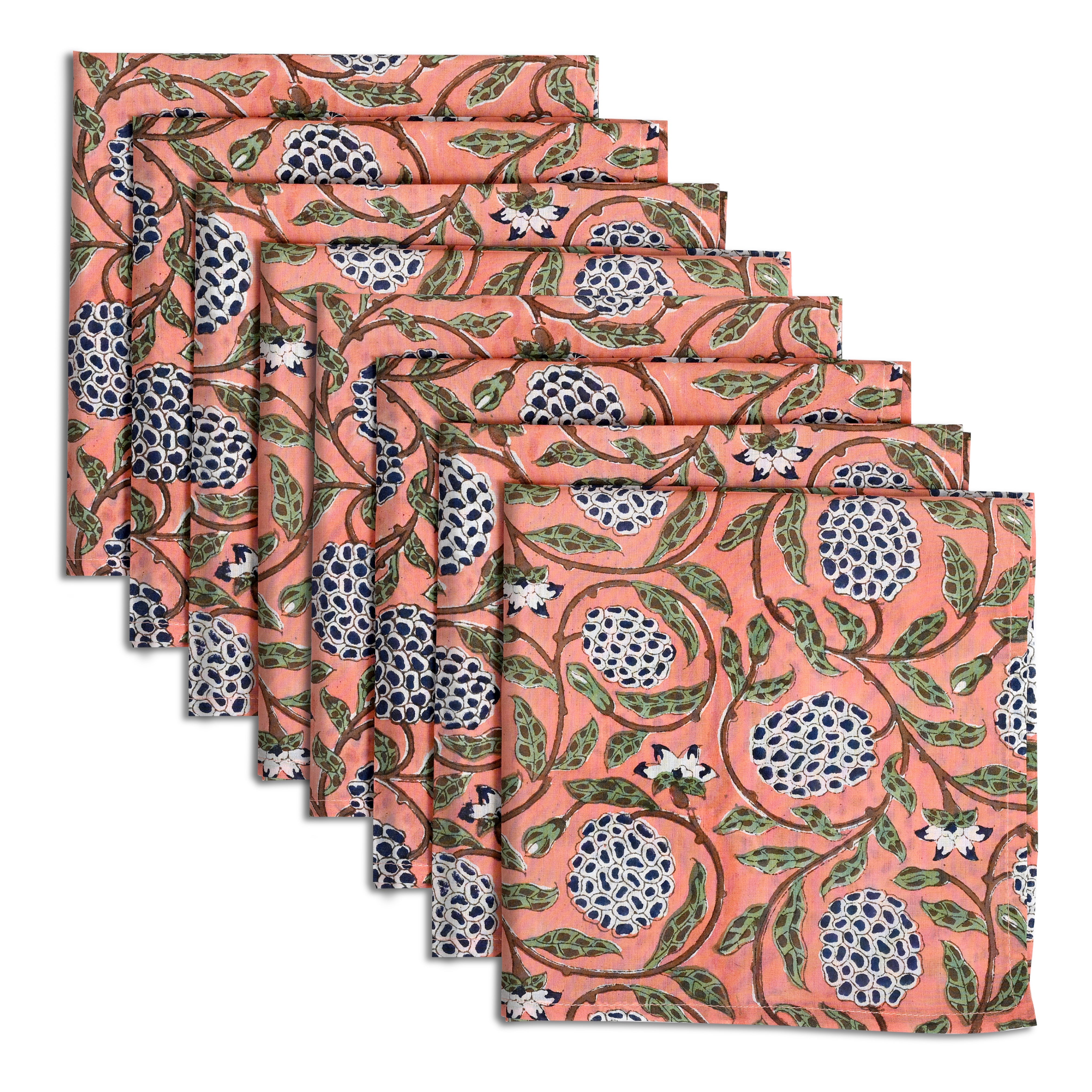 Dark Salmon Pink Plain Napkins Ridhi Block Print