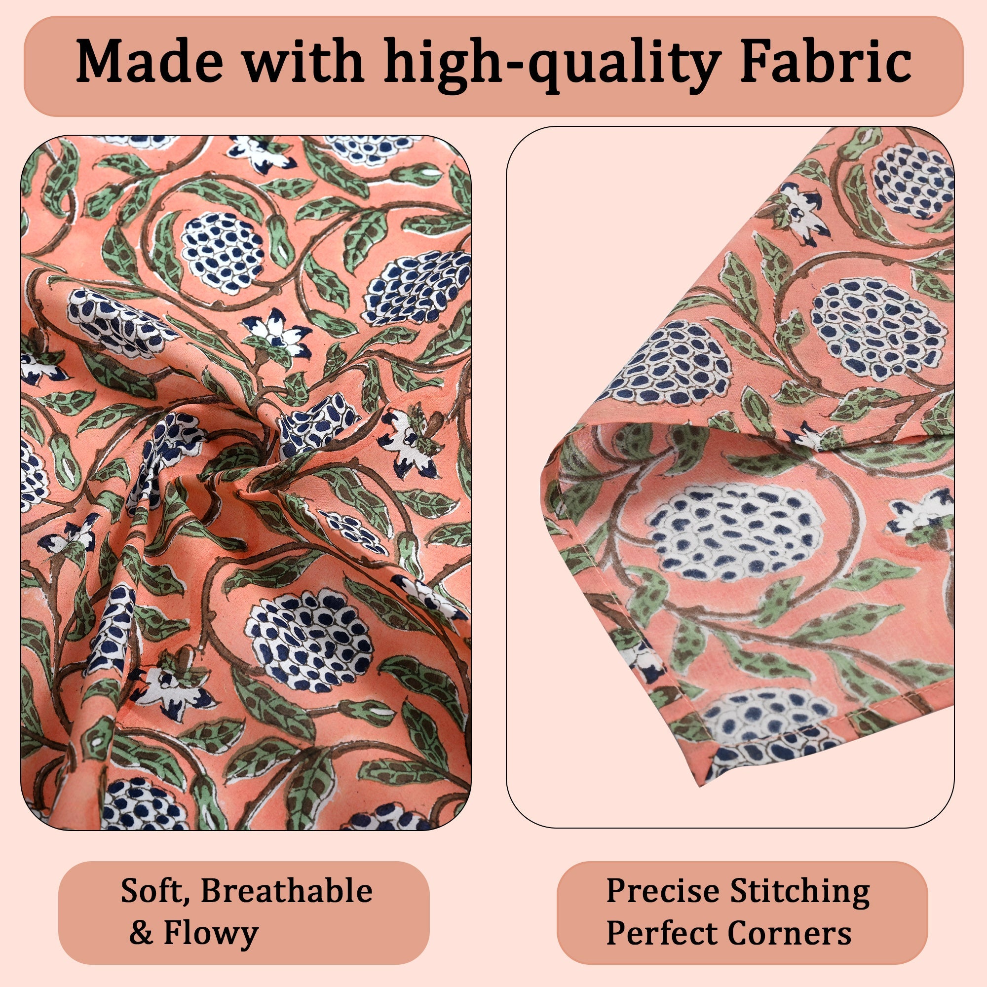 Dark Salmon Pink Plain Napkins Ridhi Block Print