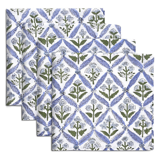 Light Steel Blue Plain Napkins Ridhi Block Print