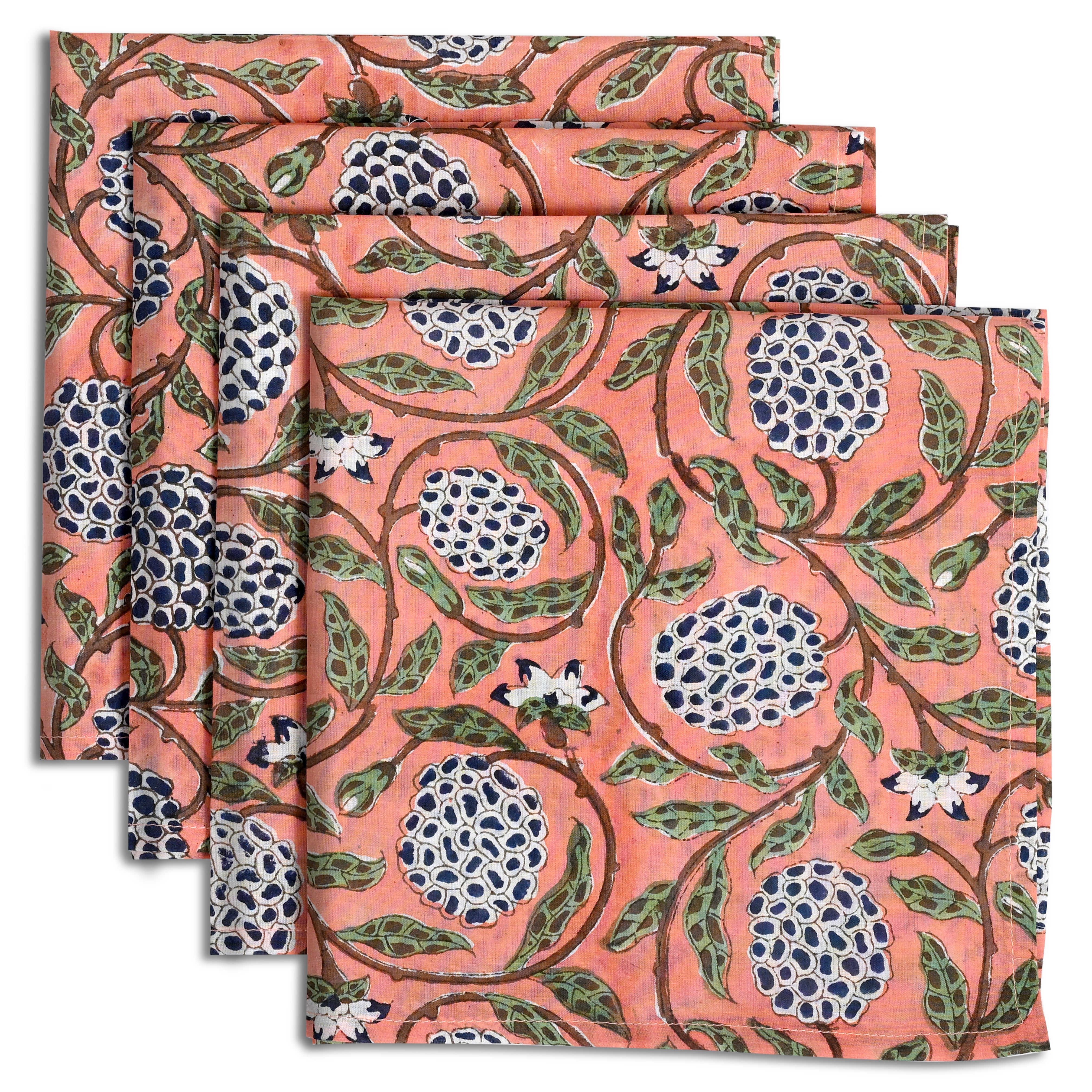 Dark Salmon Pink Plain Napkins Ridhi Block Print