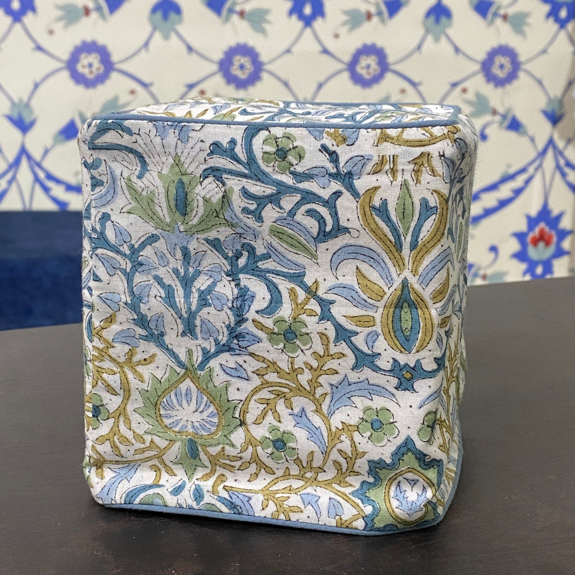 Indigo floral tissue box cover Ridhi Block Print