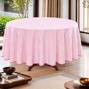 Taffy Pink Stripe With Pink Scallop Pipping Round Tablecloth