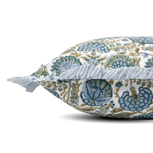 Asparagus Green Sham Cover Ridhi Block Print