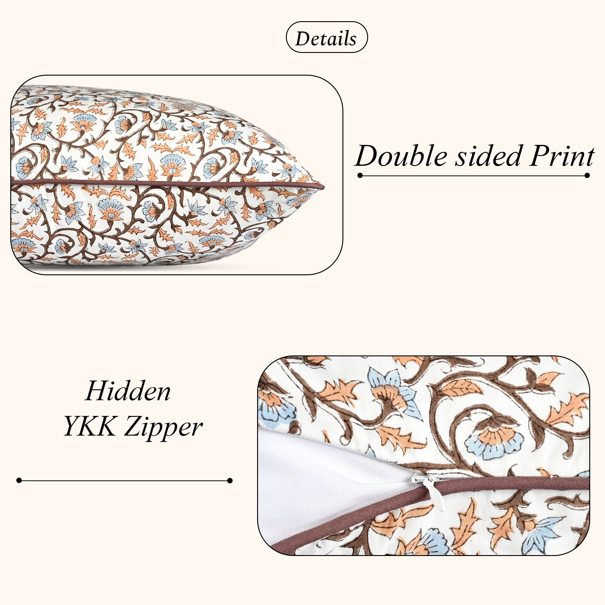 Brown Meadow Vine piping Pillow Cover RIDHI