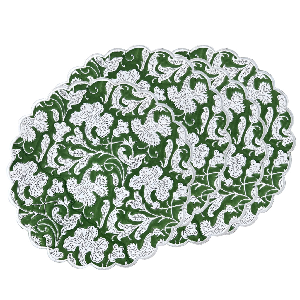 Pantone Artichoke Round Placemat Ridhi Block Print