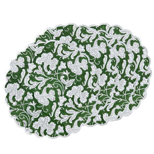 Pantone Artichoke Round Placemat Ridhi Block Print