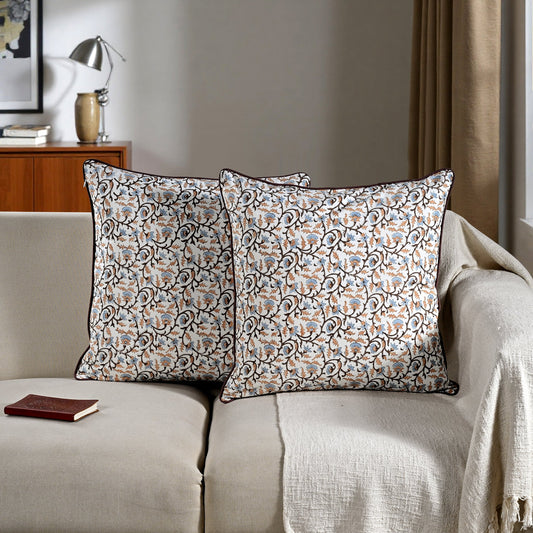 Brown Meadow Vine piping Pillow Cover RIDHI