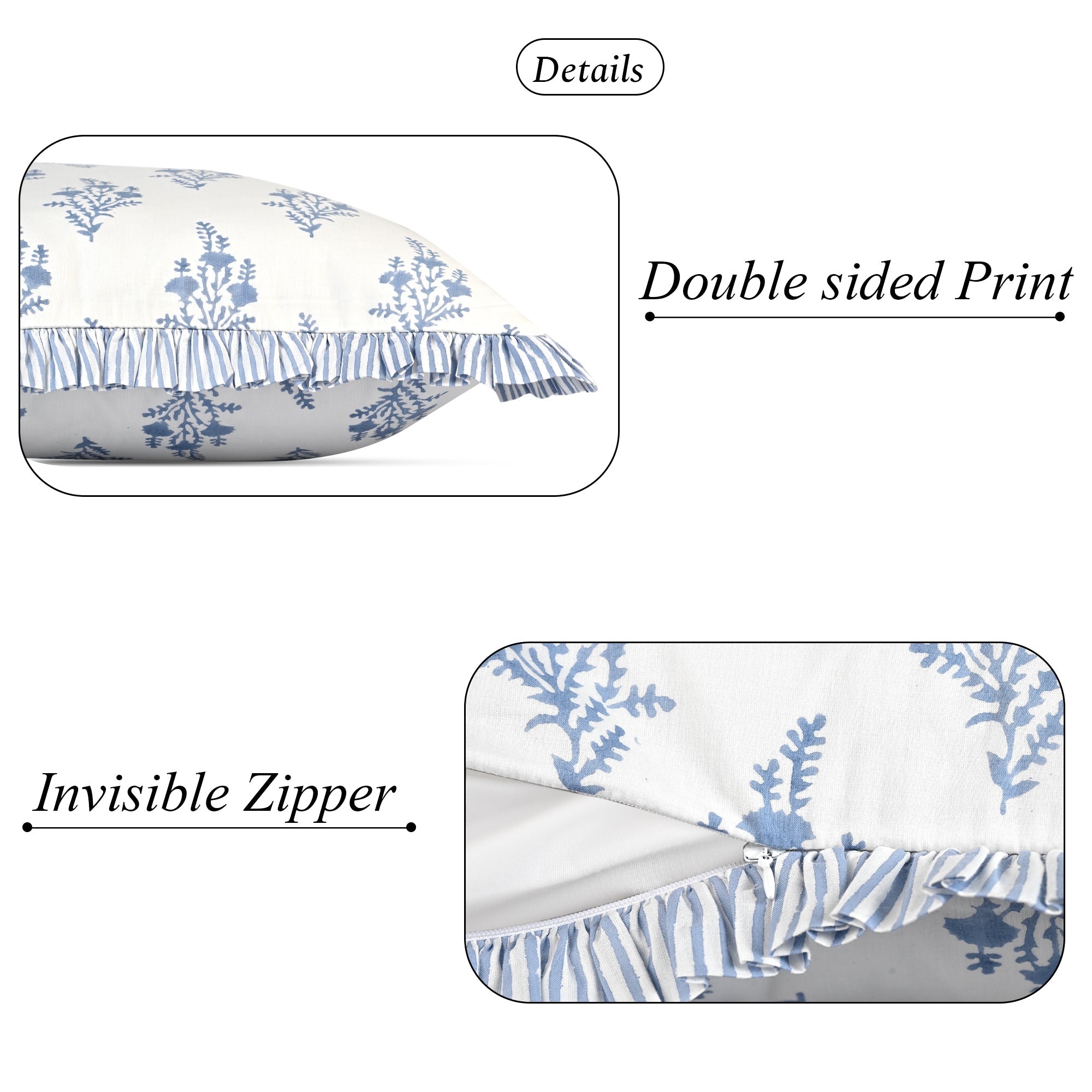 Coastal Blue Ruffle Sham Pillow Cover RIDHI