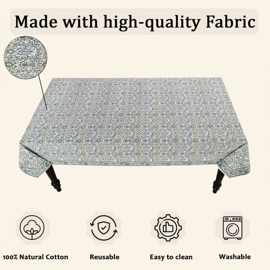 Indigo Blue Square & Rectangle Tablecloth Ridhi Block Print