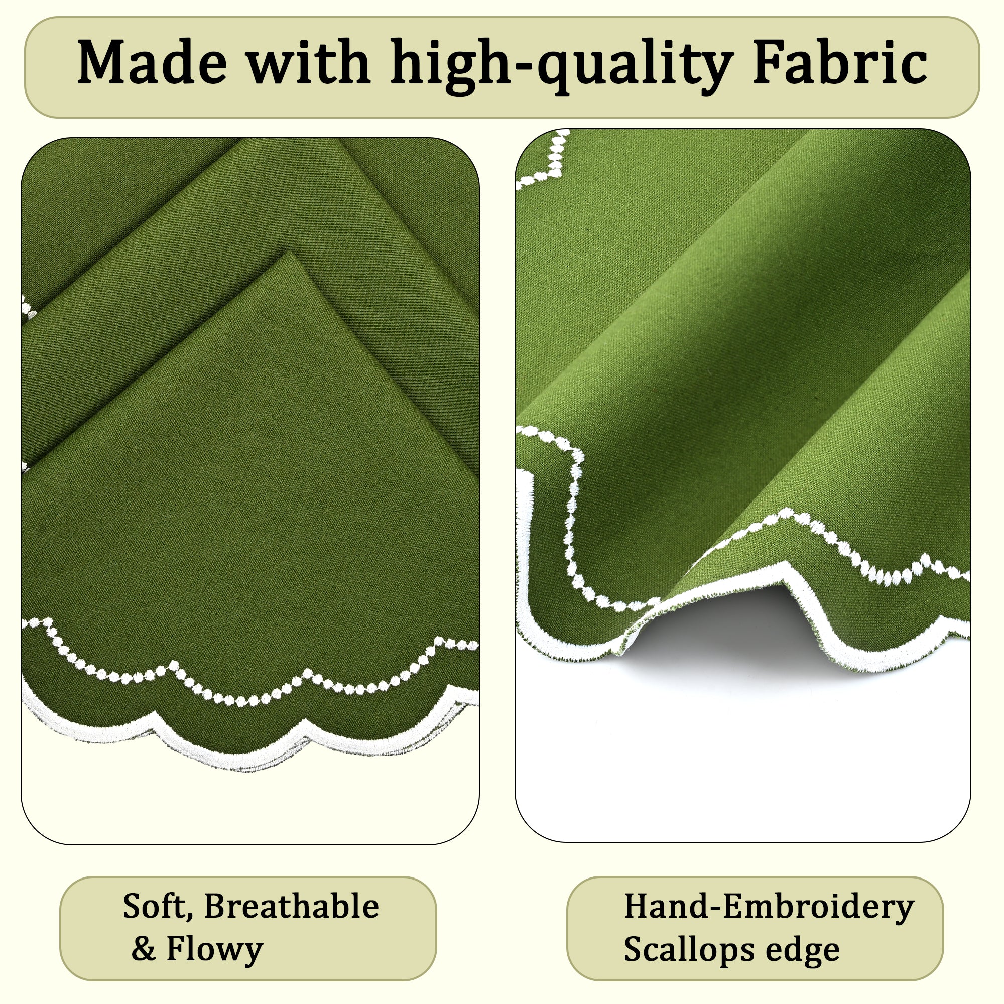 Green Scalloped Embroidery Round Placemat Ridhi Block Print