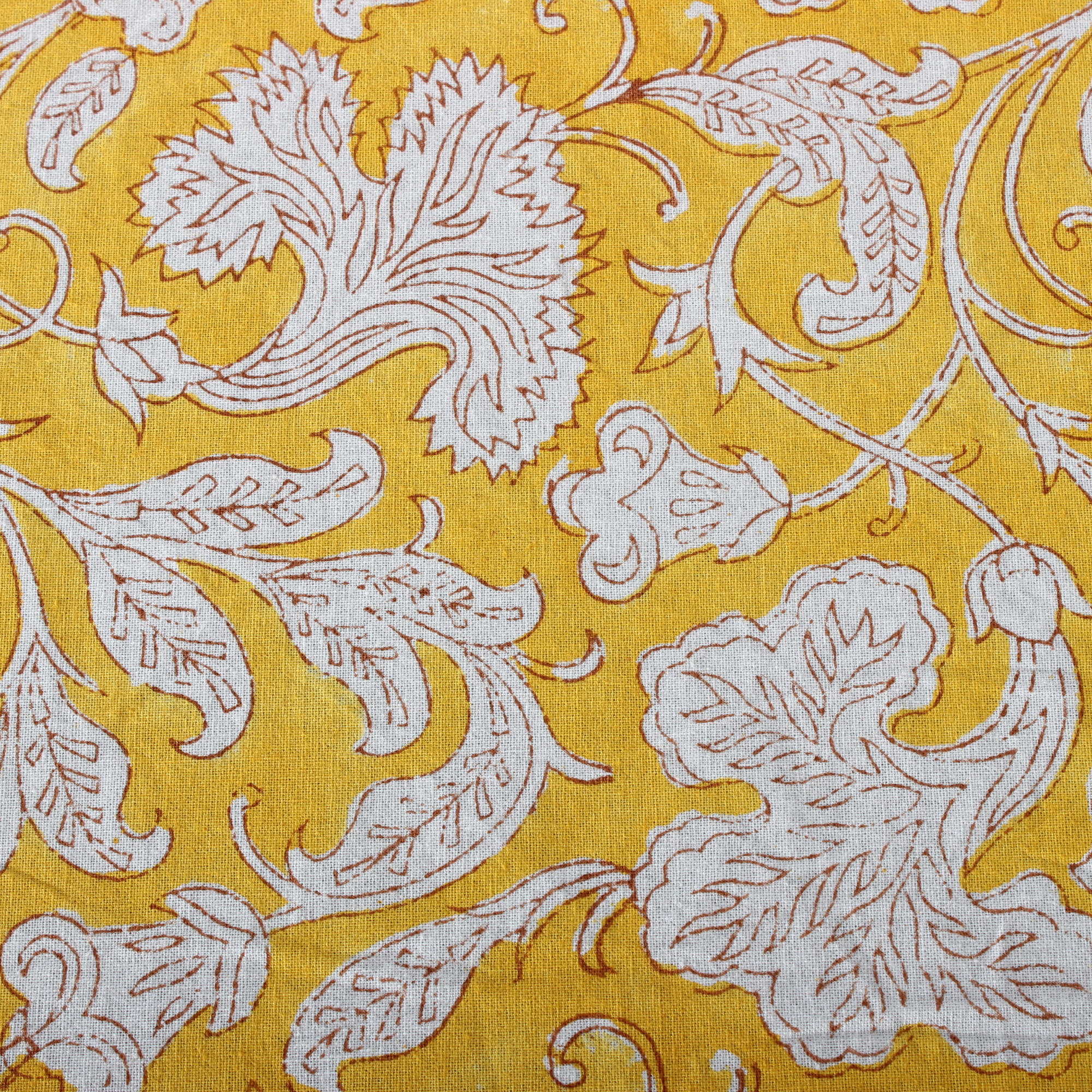 Yellow Leaves Rectangle Tablecloth Ridhi Block Print