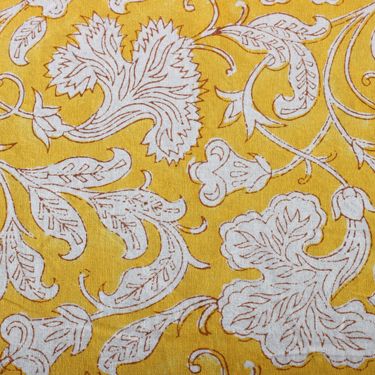 Yellow Leaves Rectangle Tablecloth Ridhi Block Print