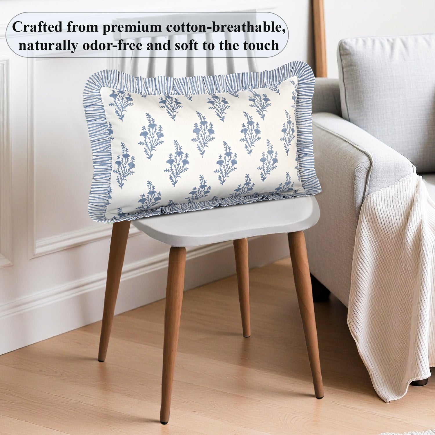 Coastal Blue Ruffle Sham Pillow Cover RIDHI