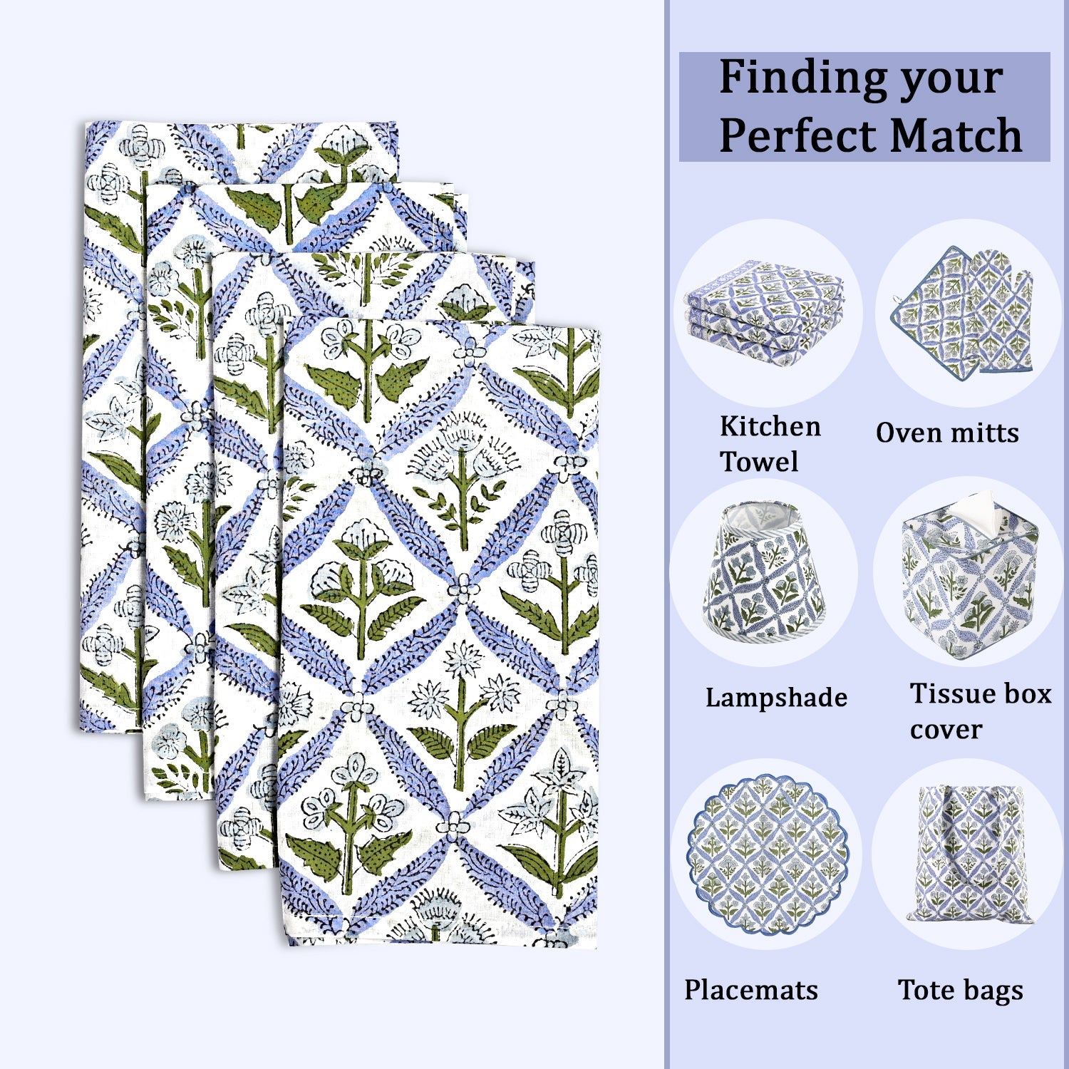Light Steel Blue Plain Napkins Ridhi Block Print