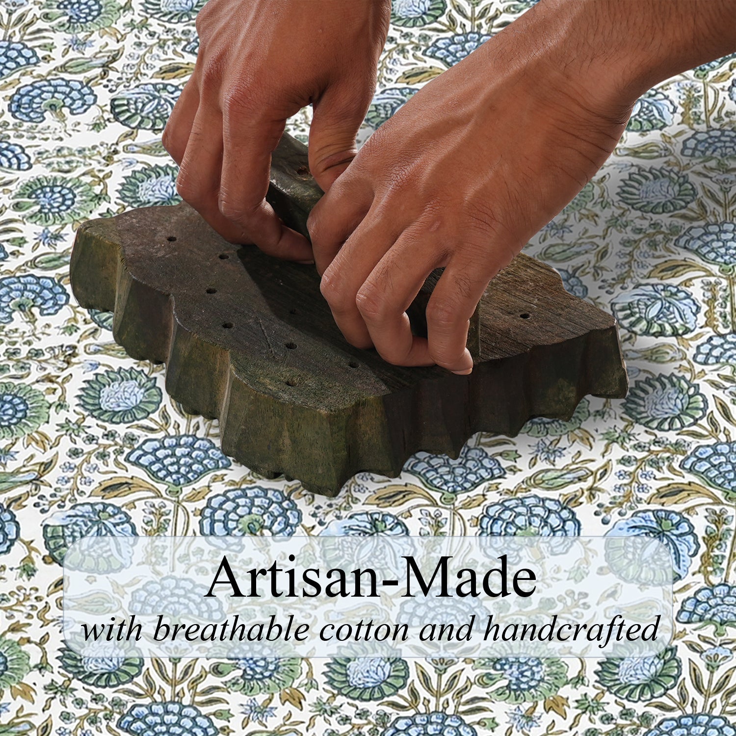 Ruffle Rectangle & Square Tablecloth - Asparagus Green Ridhi Block Print
