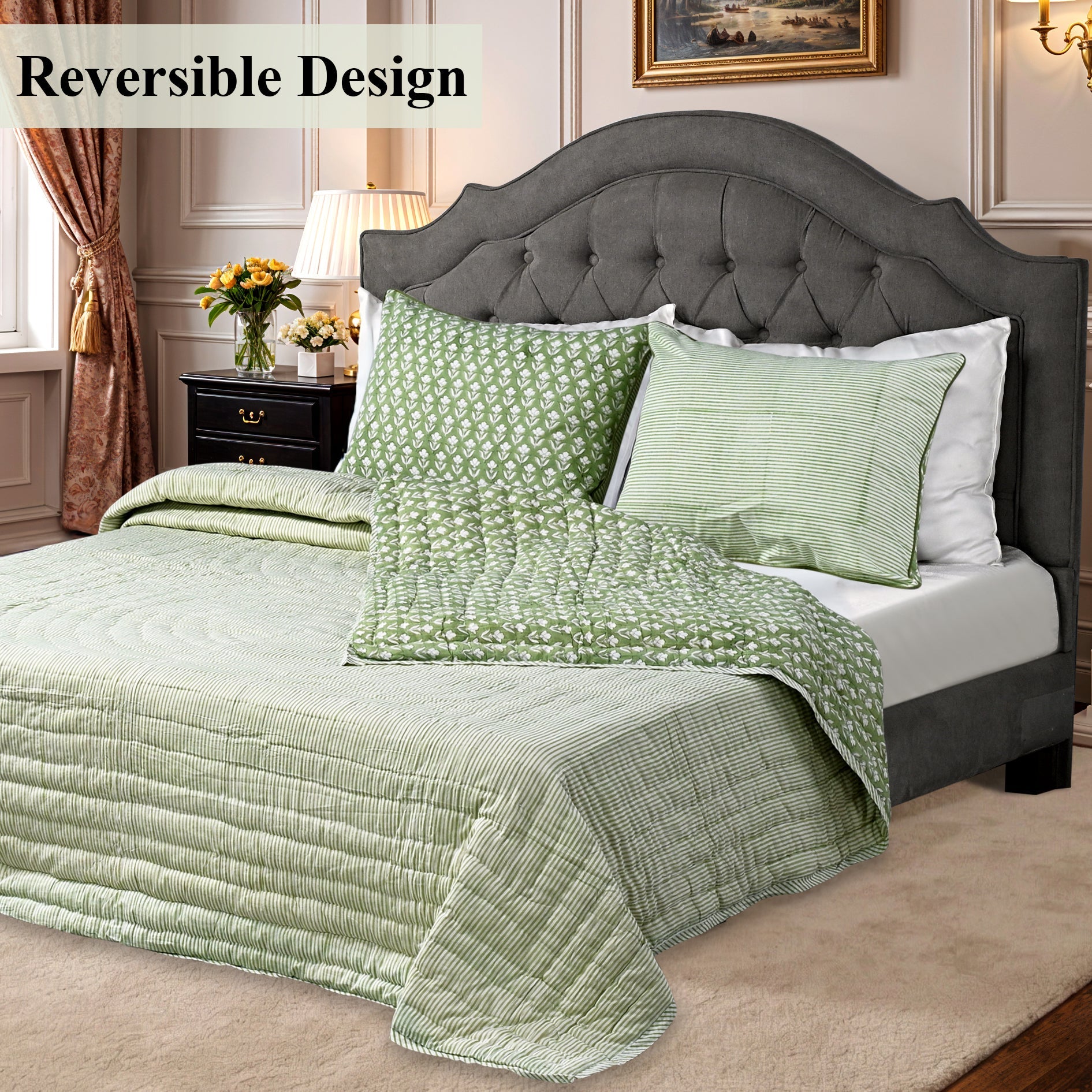 Verdant Floral Quilt Ridhi Block Print