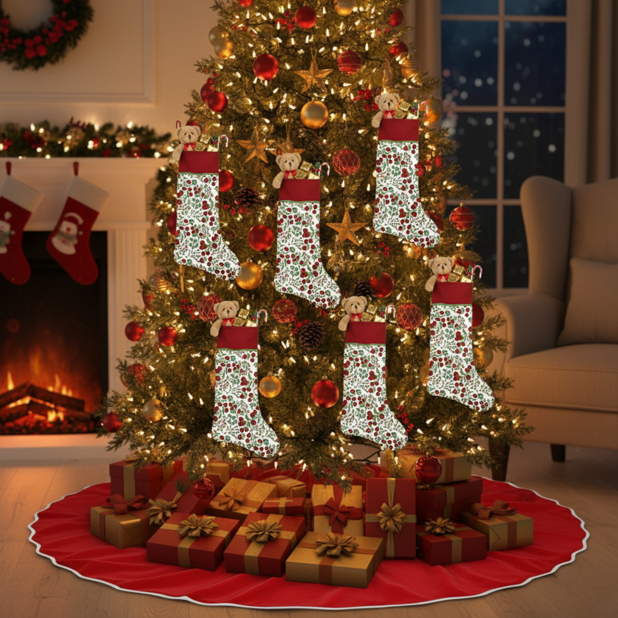 Garnet Red Christmas Stocking