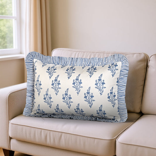 Coastal Blue Ruffle Sham Pillow Cover RIDHI