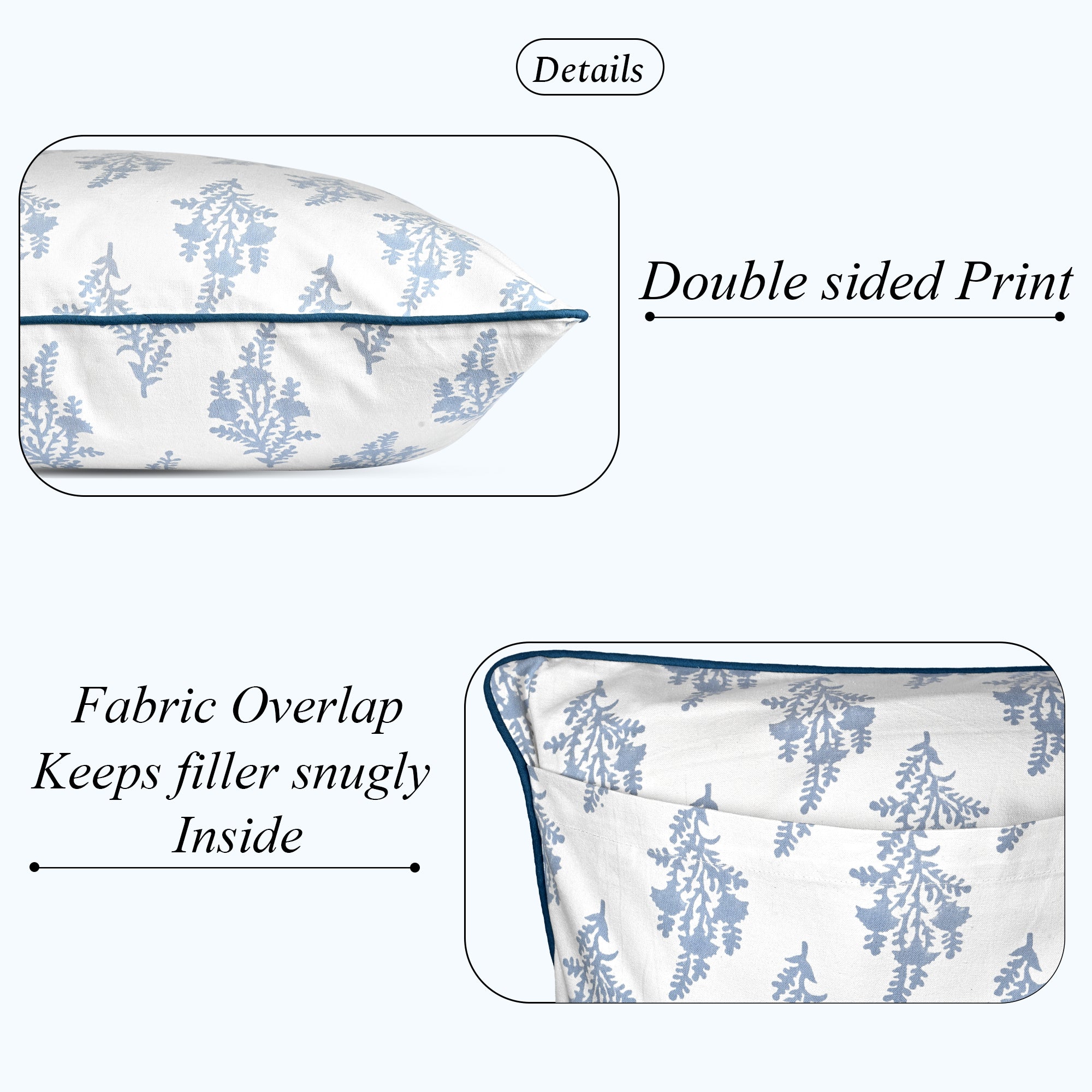 Coastal blue piping Pillow Cover RIDHI