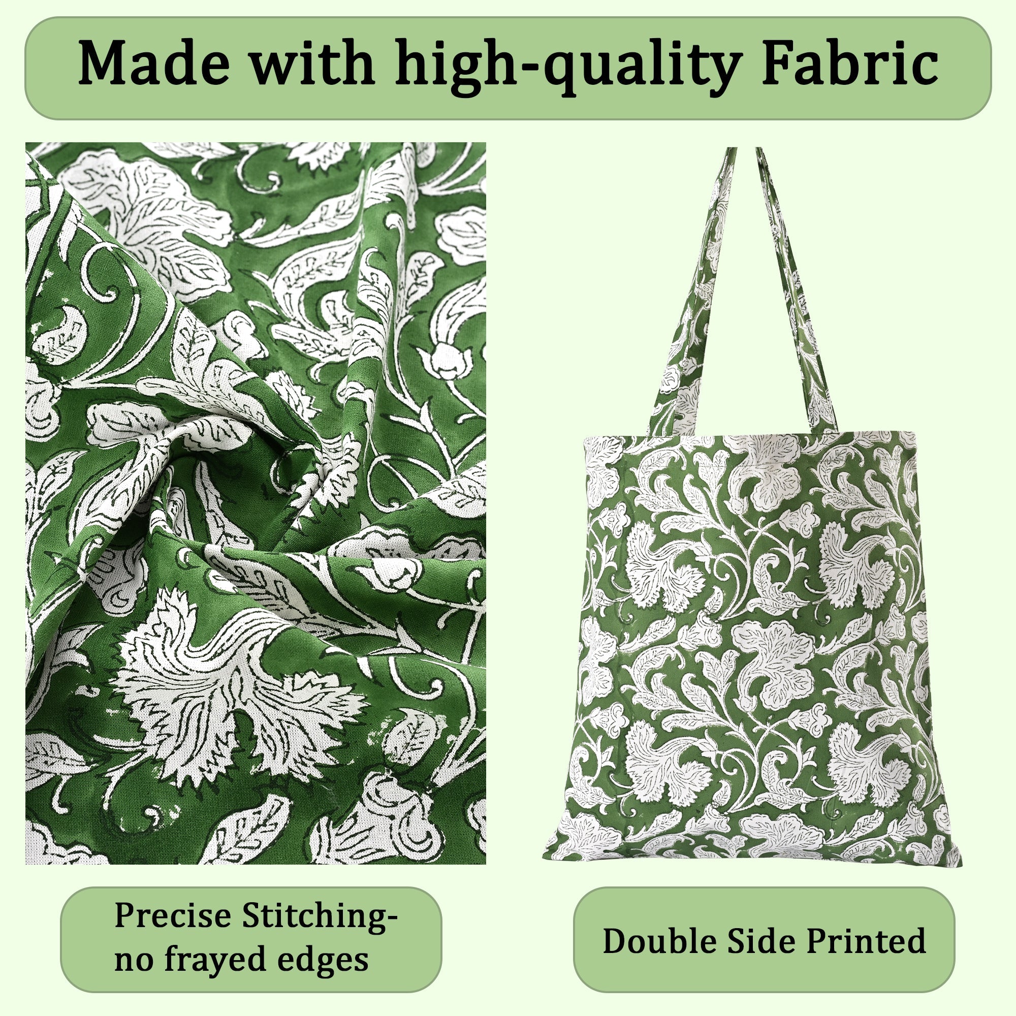 Pantone Artichoke Tote Bag Ridhi Block Print