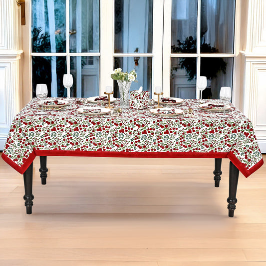 Garnet Red Rectangle Tablecloth Ridhi Block Print