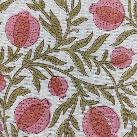 Blush Pink Pomegranate Rectangle Tablecloth Ridhi Block Print