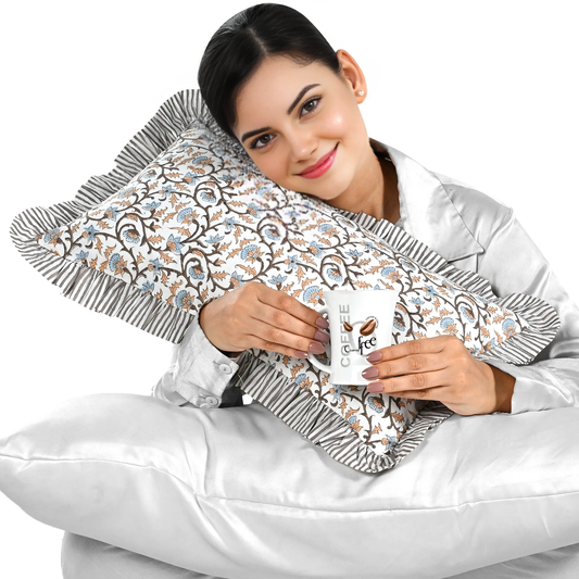 Brown Meadow Vine Ruffle Sham Pillow Cover RIDHI