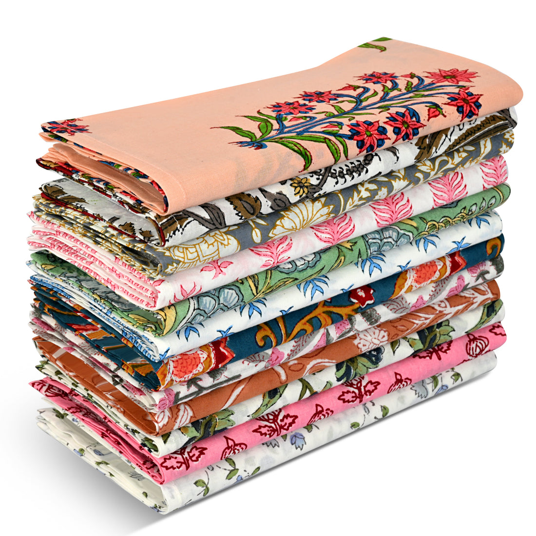 Random Mix Plain Napkins Ridhi Block Print