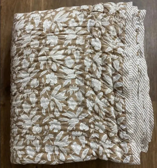 Oak Brown Quilt Ridhi Block Print