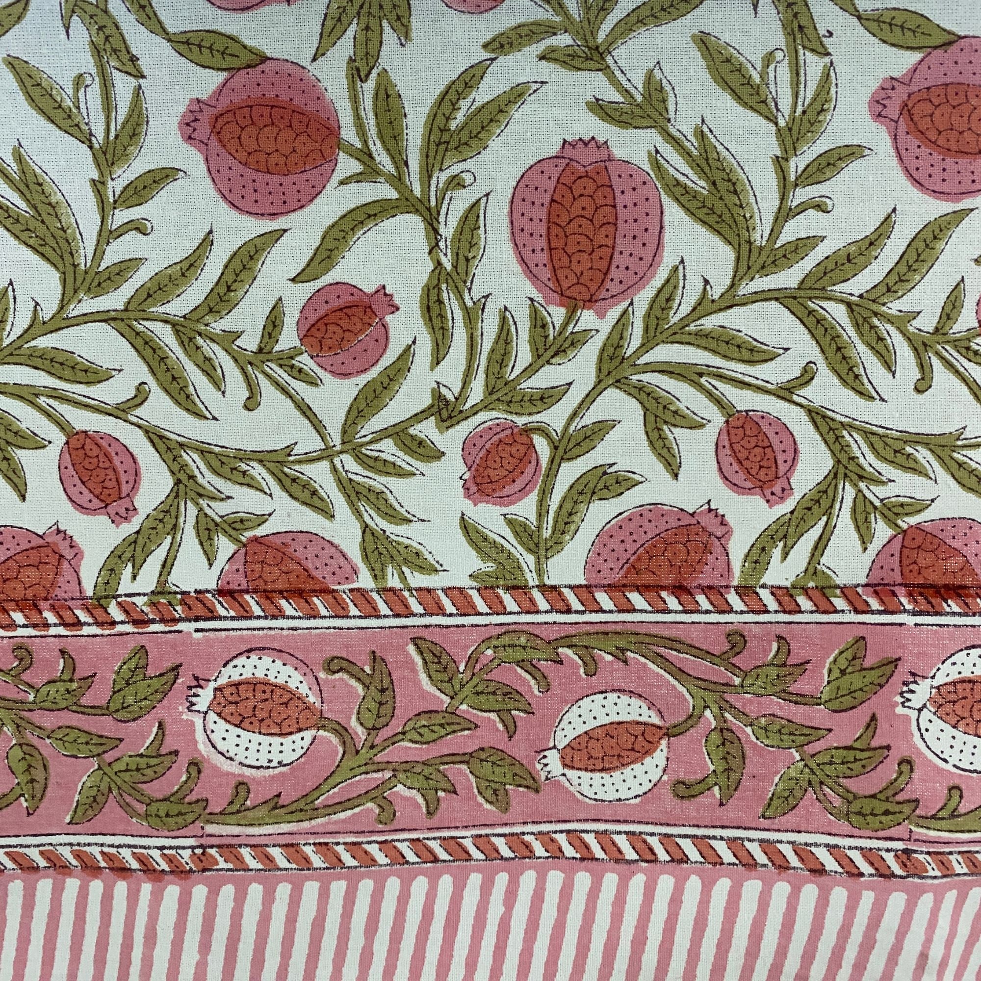 Blush Pink Pomegranate Square Tablecloth Ridhi Block Print